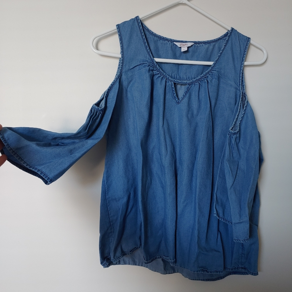 3/4 sleeve cold shoulder top